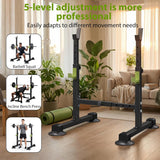 Adjustable Squat Rack with 250kg Capacity & Safety Supports