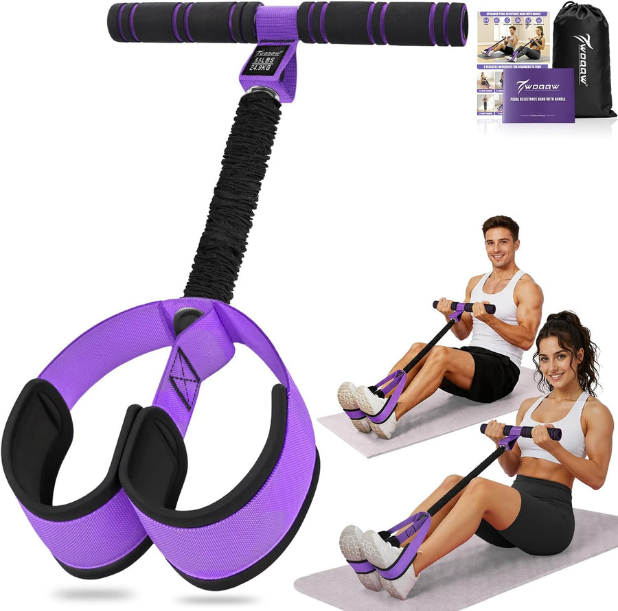 Foot Pedal Resistance Band with Handles & Non-Slip Pedals