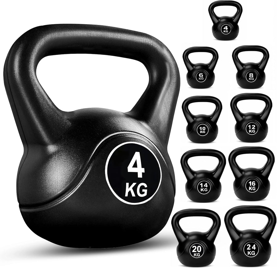 Heavy-Duty Vinyl Kettlebell with Wide Grip & Flat Base