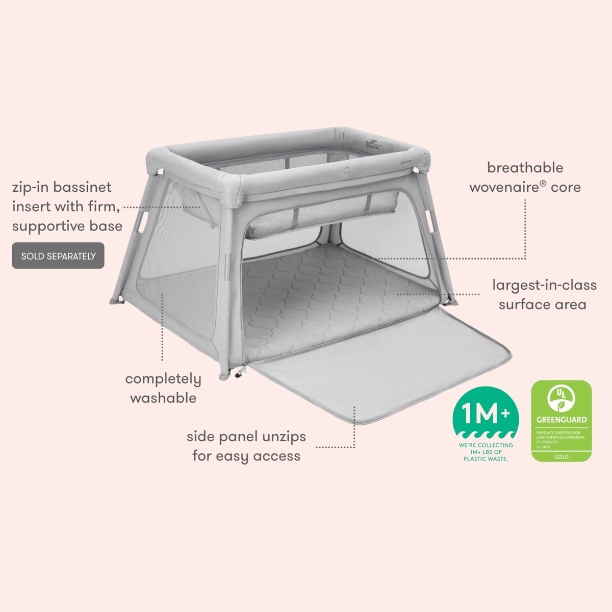 Newton Baby Deluxe Travel Crib And Play Yard - Breathable, Washable, Extra Large Surface For Sleep And Play — image 2