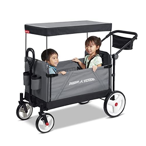 Radio Flyer Convertible Wagon For Kids With Adjustable Handle Cup Holder And Canopy — image 39