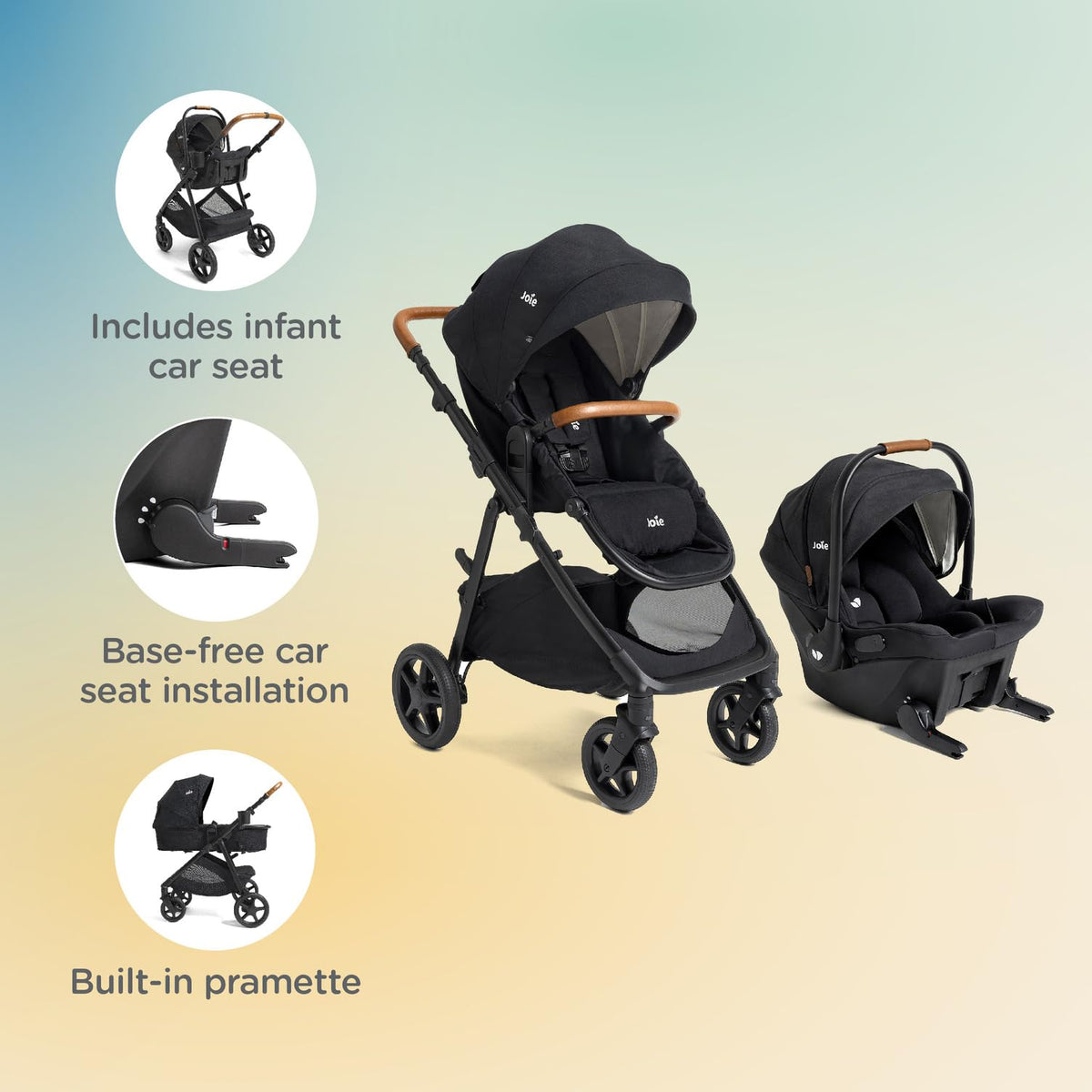 Joie Ginger And Mint Latch Travel System 4 In 1 With Base Free Infant Car Seat And All Terrain Stroller Shale Dark — image 7