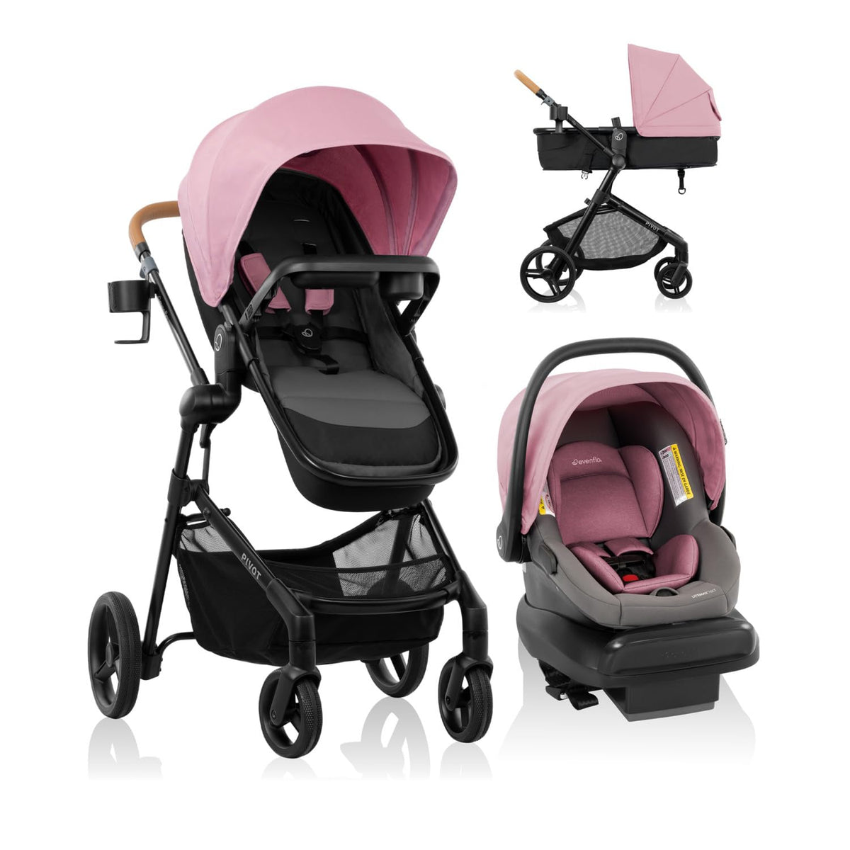 Evenflo Pivot NXT Travel System With LiteMax NXT Infant Car Seat Latte Tan For Easy On The Go — image 3