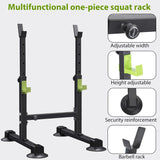 Adjustable Squat Rack with 250kg Capacity & Safety Supports