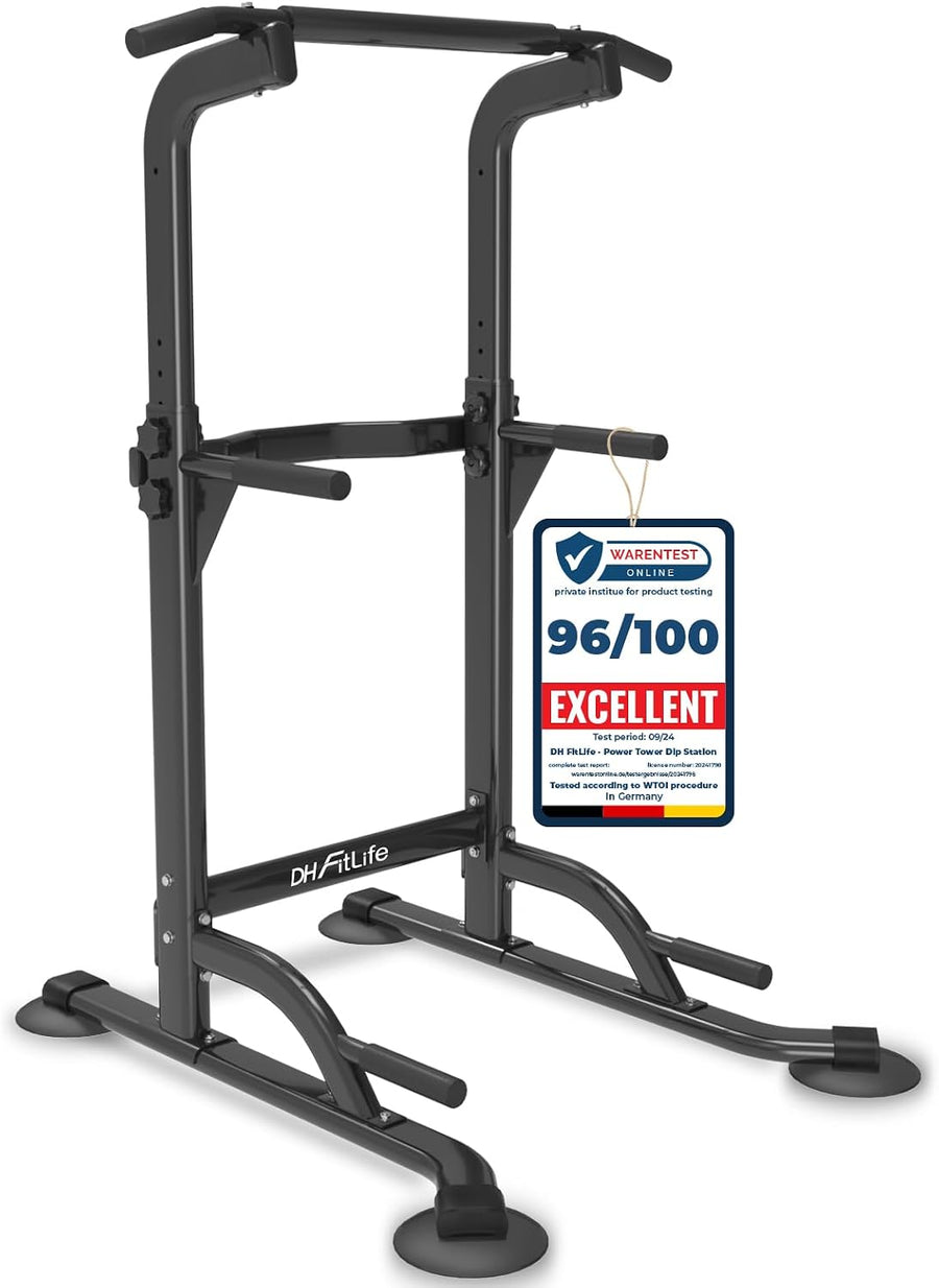 Freestanding Power Tower Dip Station with 150kg Capacity & Pull-Up Bar