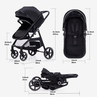2-In-1 Baby Stroller Foldable With Reversible Seat For Infants And Toddlers 0-36 Months Beige thumbnail 13
