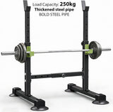 Adjustable Squat Rack with 250kg Capacity & Safety Supports