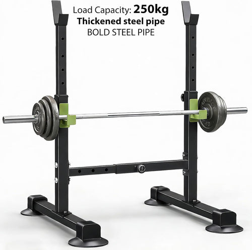 Adjustable Squat Rack with 250kg Capacity & Safety Supports