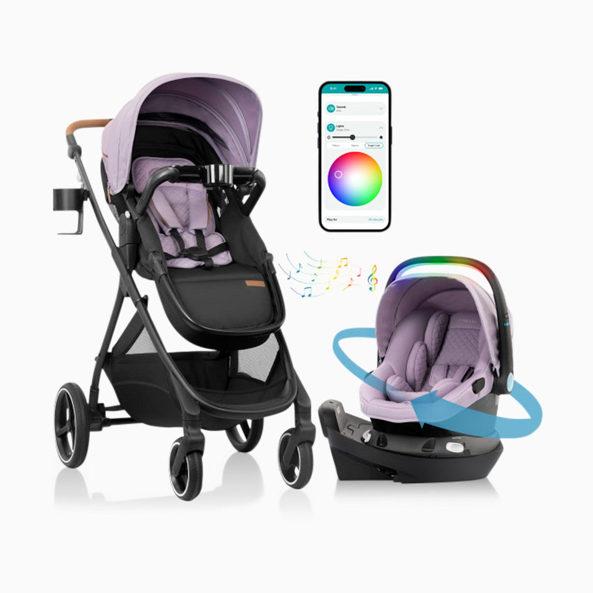 Evenflo Shyft Intuiti+ Travel System Featuring Revolve180 LiteMax NXT With SensorySoothe - Ultra Smooth Maneuverability — image 9