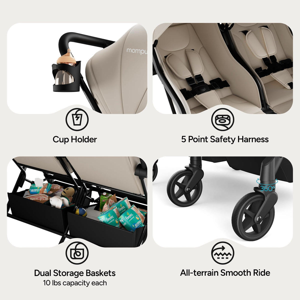 Mompush Lithe Double Stroller Lightweight Side by Side — image 13