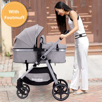 2-In-1 Baby Stroller Foldable With Reversible Seat For Infants And Toddlers 0-36 Months Beige thumbnail 21