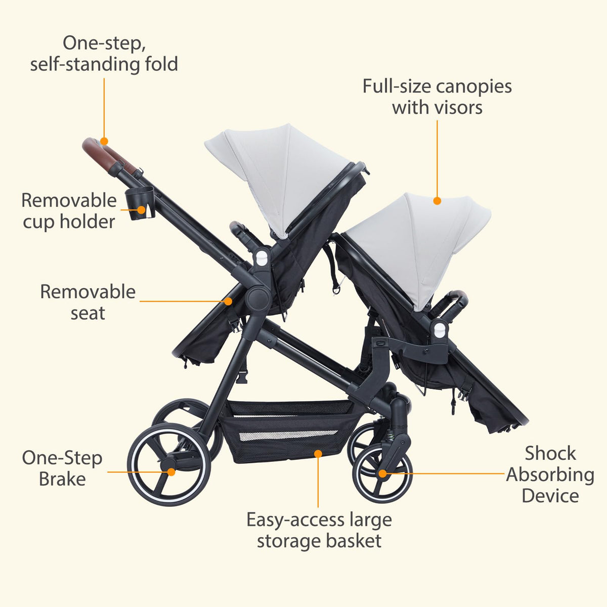 Tandem Stroller For Newborn And Toddler With Reversible Seats — image 13