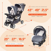 Baby Trend Double Stroller Car Seat Travel System Stormy thumbnail 11