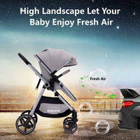 2-In-1 Baby Stroller Foldable With Reversible Seat For Infants And Toddlers 0-36 Months Beige thumbnail 15