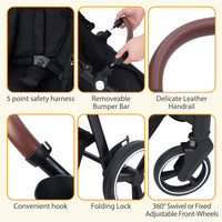 Double Tandem Stroller Newborn and Toddler With Reversible Seat thumbnail 24