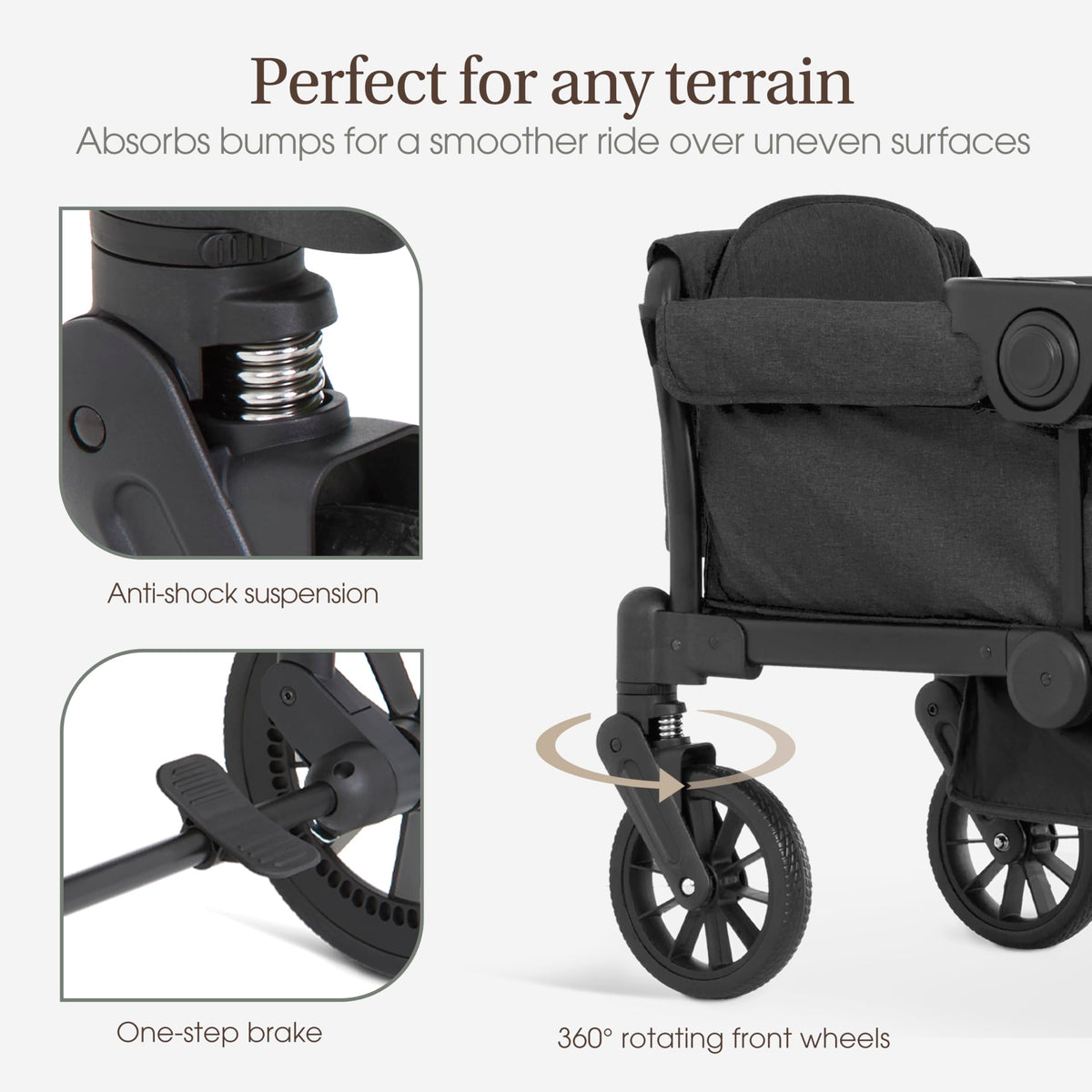 Evolur Trailblazer Wagon Double Stroller All Terrain Wheels For Smooth Outdoor Rides — image 18