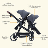 Tandem Double Stroller For Newborn And Toddler Twins Foldable For Easy Travel And Storage thumbnail 29