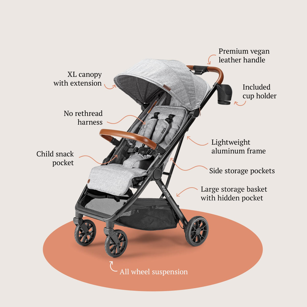 Bombi Bēbee V2 Lightweight Baby Stroller One Hand Fold — image 12
