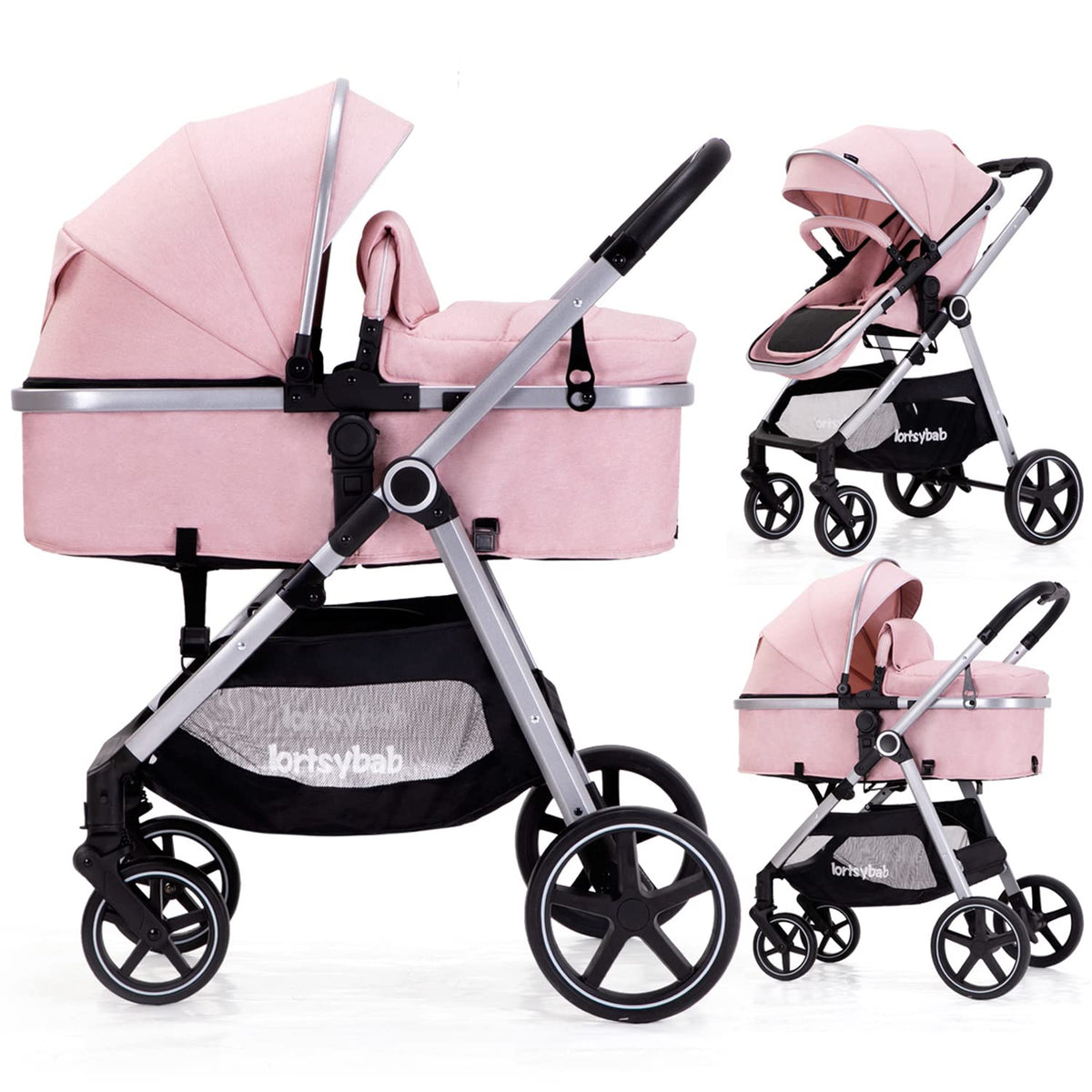 2-In-1 Baby Stroller Foldable With Reversible Seat For Infants And Toddlers 0-36 Months Beige — image 5