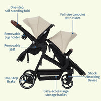 Tandem Stroller For Newborn And Toddler With Reversible Seats thumbnail 6