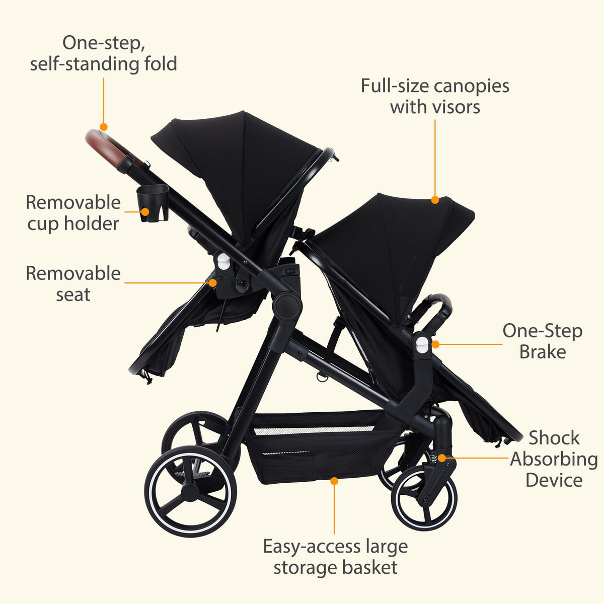Tandem Stroller For Newborn And Toddler With Reversible Seats — image 33