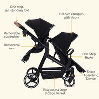 Tandem Stroller For Newborn And Toddler With Reversible Seats thumbnail 33