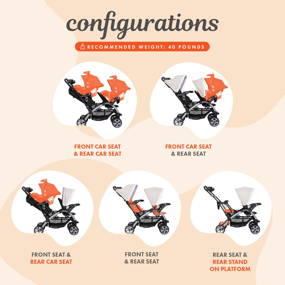 Baby Trend Double Stroller Car Seat Travel System Stormy — image 22