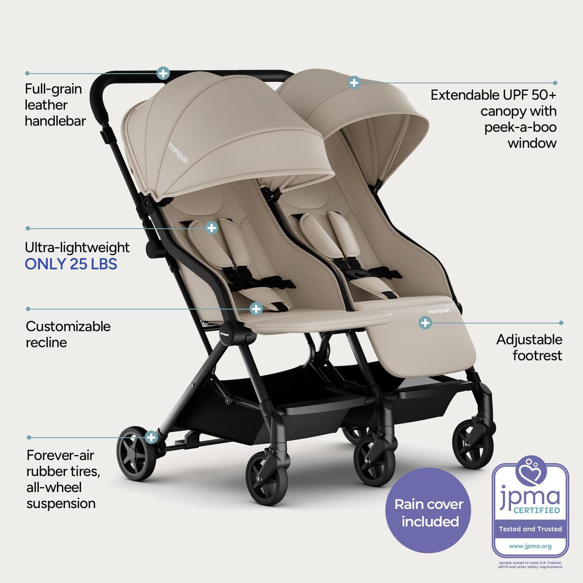 Mompush Lithe Double Stroller Lightweight Side by Side — image 18