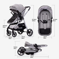 2-In-1 Baby Stroller Foldable With Reversible Seat For Infants And Toddlers 0-36 Months Beige thumbnail 10