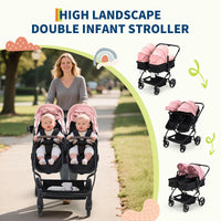 Double Stroller For Twins Lightweight Side By Side Reclining Seats thumbnail 29