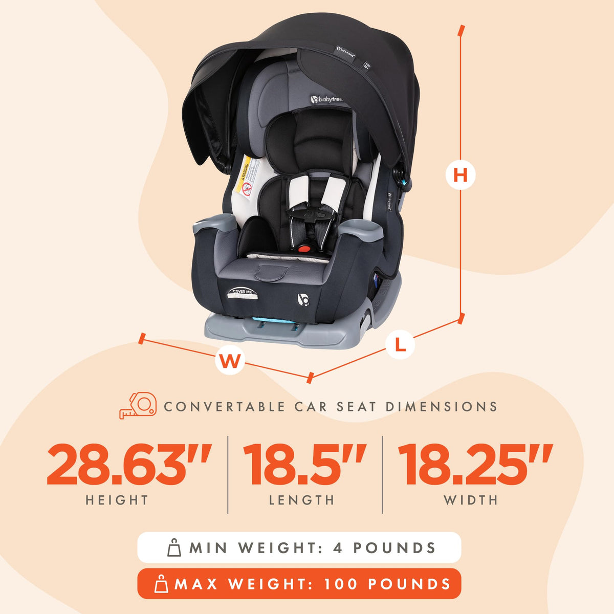 Baby Trend Cover Me 4 In 1 Convertible Car Seat Built In Canopy — image 96