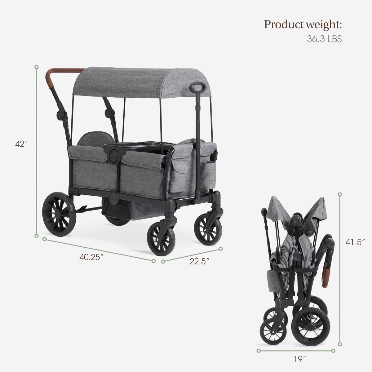 Evolur Trailblazer Wagon Double Stroller All Terrain Wheels For Smooth Outdoor Rides — image 15