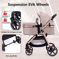 2-In-1 Baby Stroller Foldable With Reversible Seat For Infants And Toddlers 0-36 Months Beige thumbnail 18