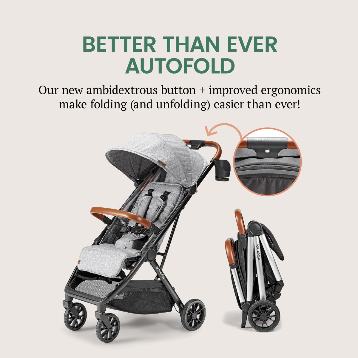 Bombi Bēbee V2 Lightweight Baby Stroller One Hand Fold — image 24