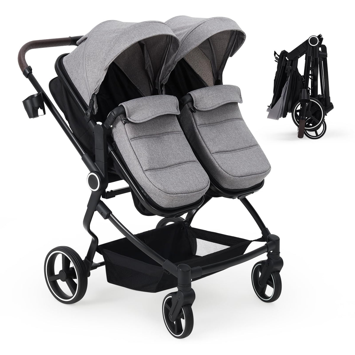 Double Stroller For Twins Lightweight Side By Side Reclining Seats — image 33