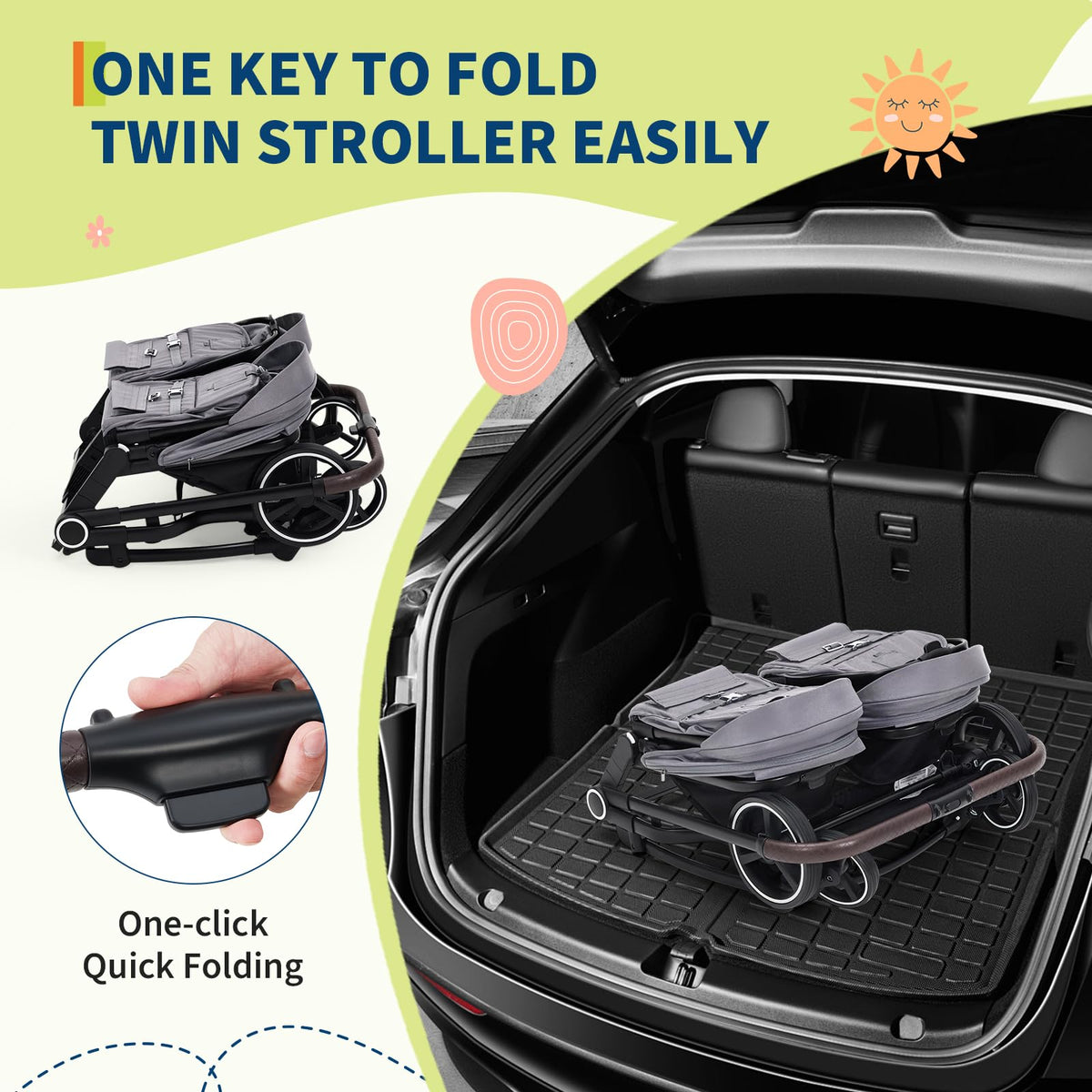 Double Stroller For Twins Lightweight Side By Side Reclining Seats — image 18