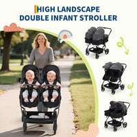 Double Stroller For Twins Lightweight Side By Side Reclining Seats thumbnail 16