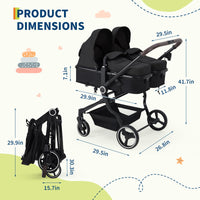 Double Stroller For Twins Lightweight Side By Side Reclining Seats thumbnail 32