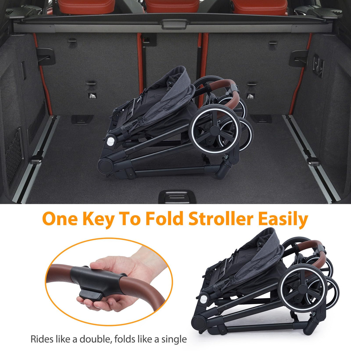 Tandem Double Stroller For Newborn And Toddler Twins Foldable For Easy Travel And Storage — image 9