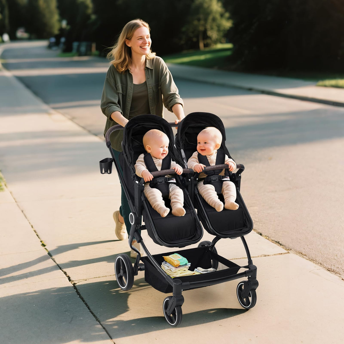 Double Stroller For Twins Lightweight Side By Side Reclining Seats — image 22