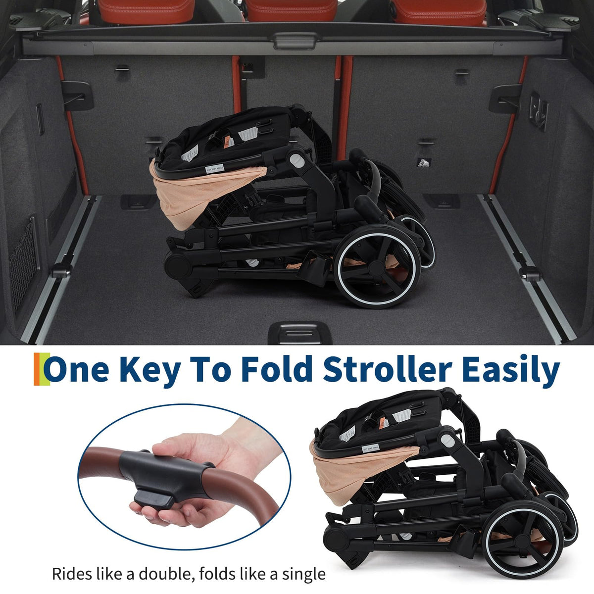 Tandem Double Stroller For Newborn And Toddler Twins Foldable For Easy Travel And Storage — image 37