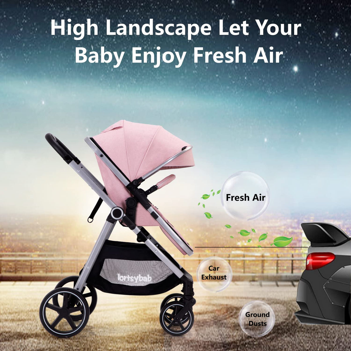 2-In-1 Baby Stroller Foldable With Reversible Seat For Infants And Toddlers 0-36 Months Beige — image 14