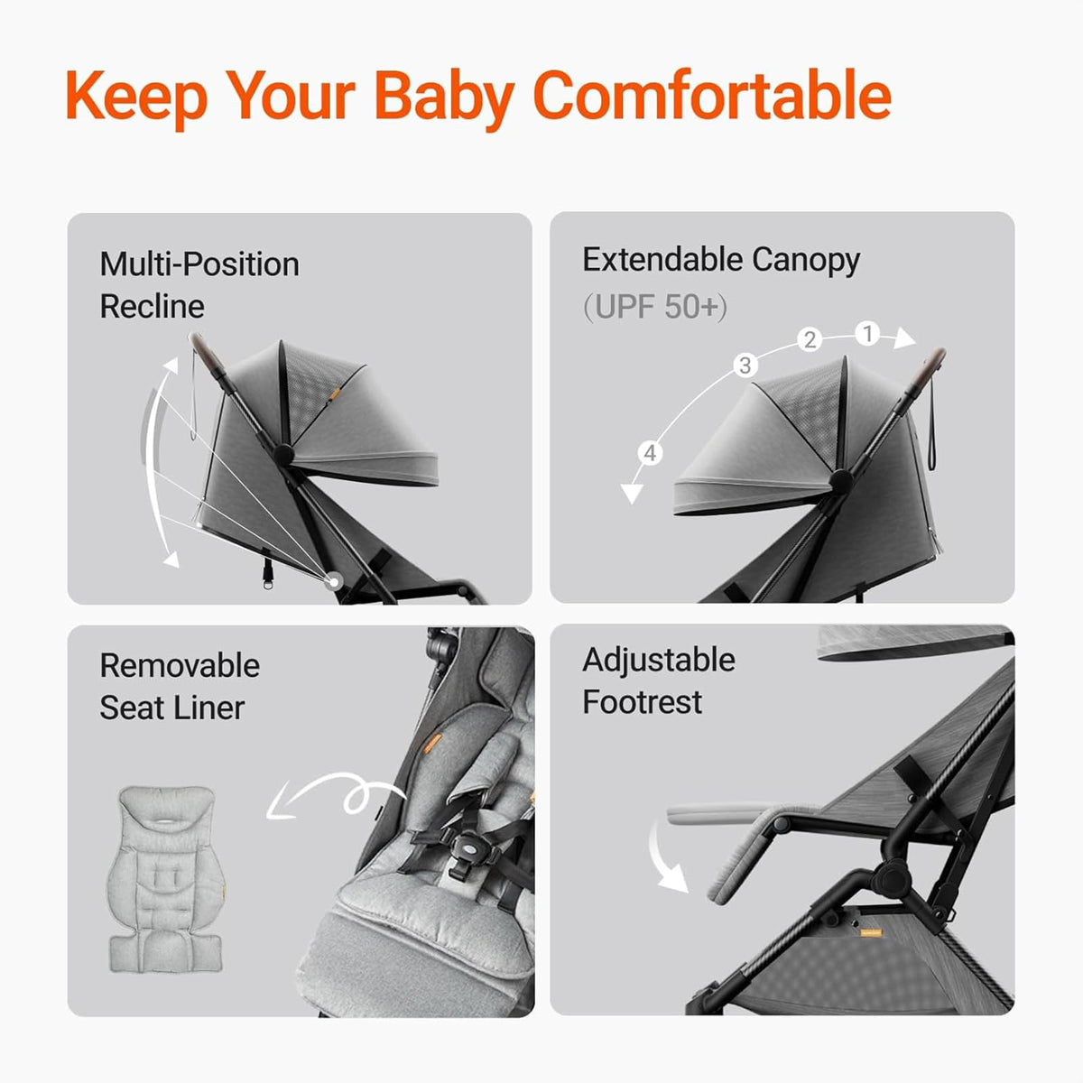 Ultra Air Lightweight Baby Travel Stroller One Handed Fold — image 48