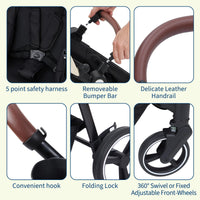 Double Tandem Stroller Newborn and Toddler With Reversible Seat thumbnail 11