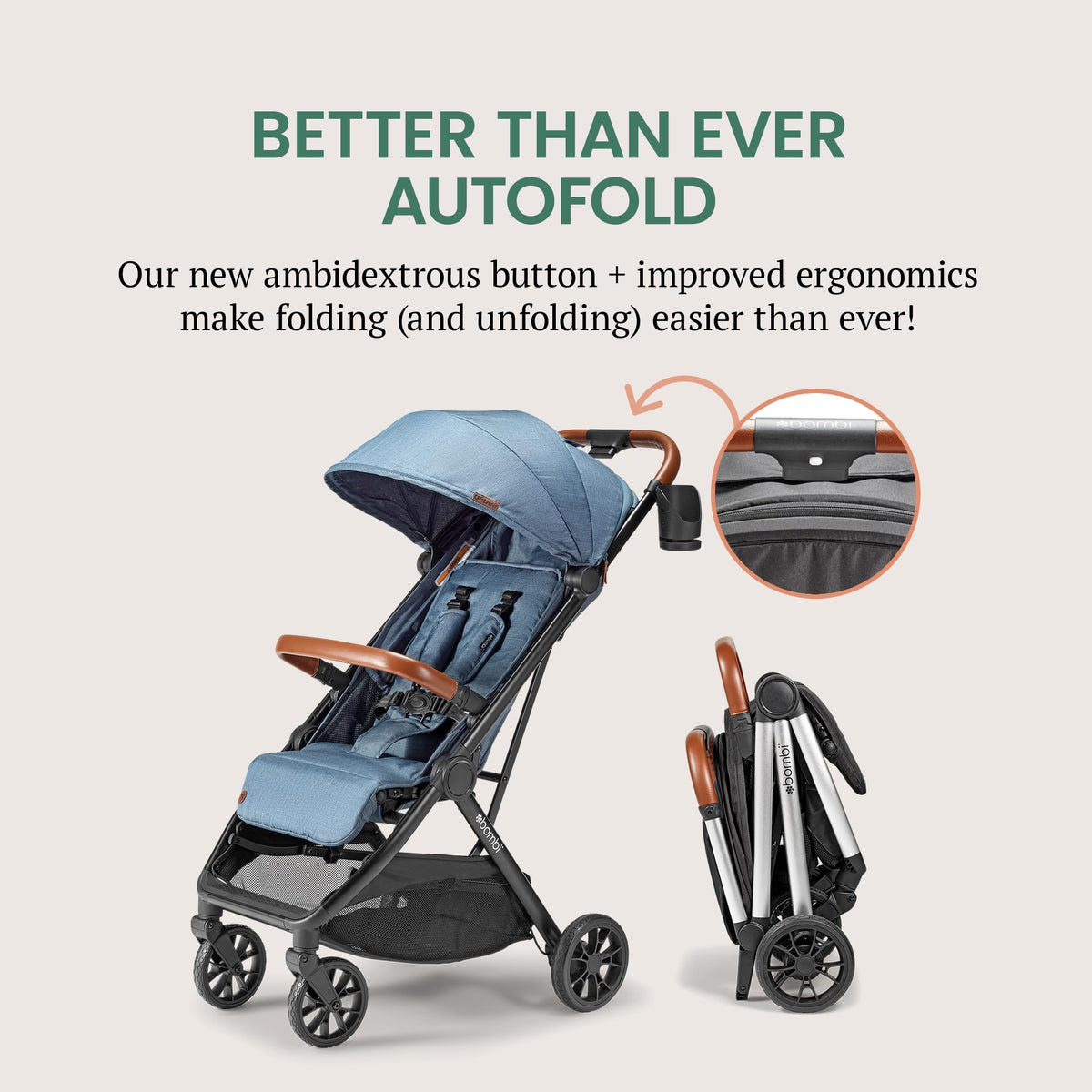 Bombi Bēbee V2 Lightweight Baby Stroller One Hand Fold — image 19