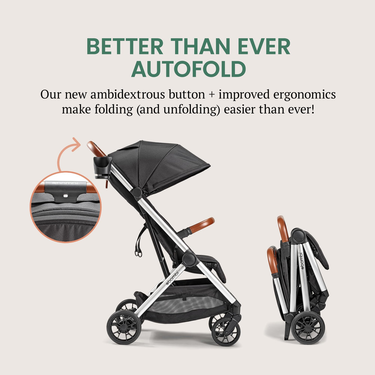 Bombi Bēbee V2 Lightweight Baby Stroller One Hand Fold — image 17