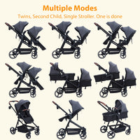 Tandem Double Stroller For Newborn And Toddler Twins Foldable For Easy Travel And Storage thumbnail 8