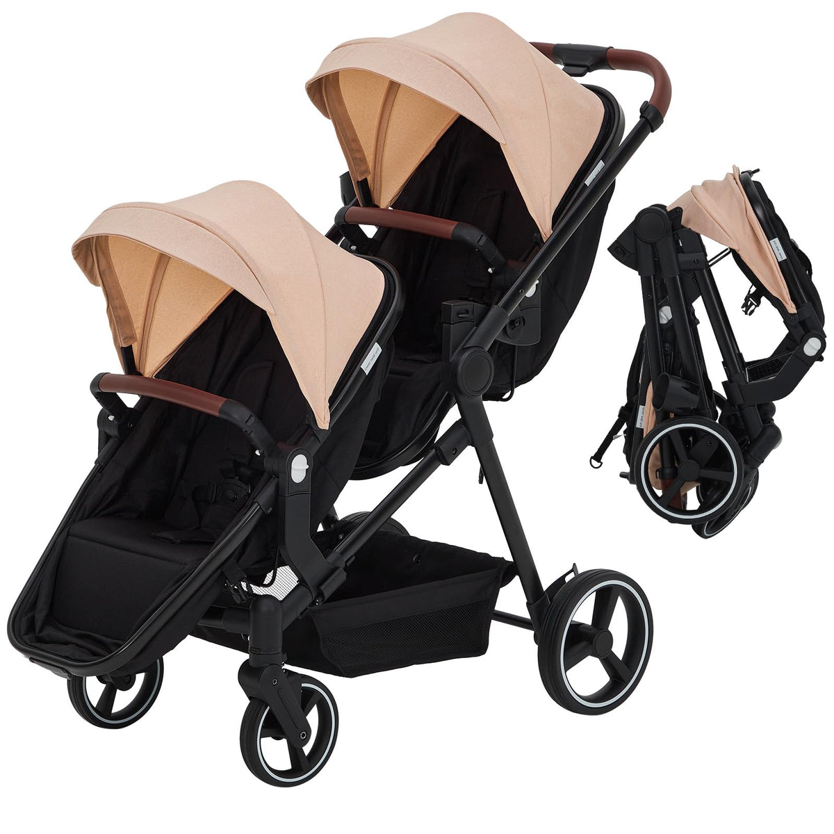 Tandem Double Stroller For Newborn And Toddler Twins Foldable For Easy Travel And Storage — image 5
