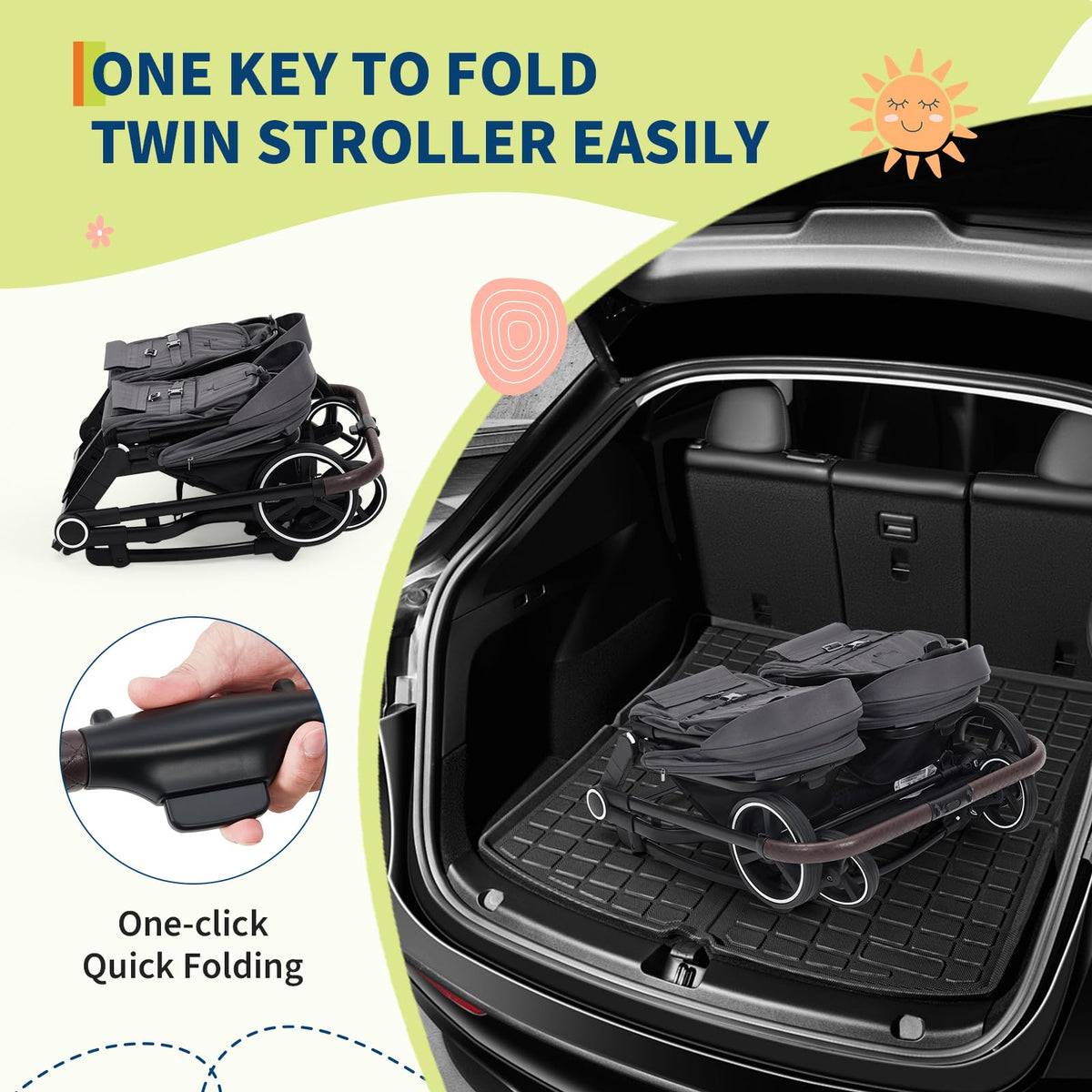 Double Stroller For Twins Lightweight Side By Side Reclining Seats — image 35