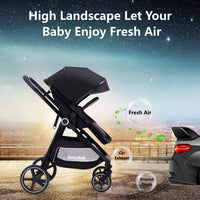 2-In-1 Baby Stroller Foldable With Reversible Seat For Infants And Toddlers 0-36 Months Beige thumbnail 8